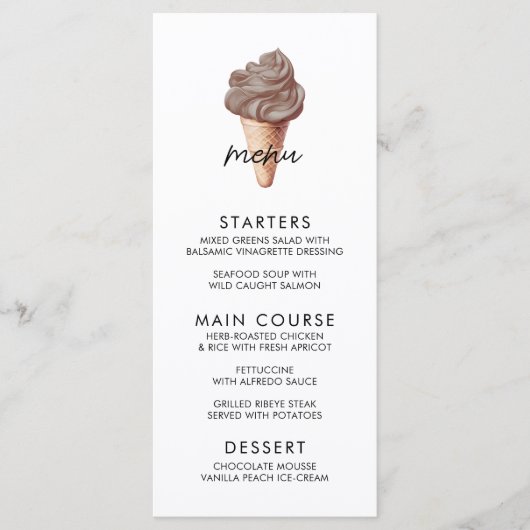 Sie wurde mit Schokolade-Brautparty aufgezogen Menükarte (Vorderseite)