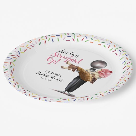 Sie wurde mit Strawberry Ice Creme Bridal vergosse Pappteller (Schrägansicht)