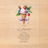 "Sie wurde verflucht!" Eiscreme-Brautparty Acryleinladungen (Vorderseite)