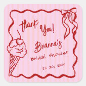 Sie wurde zum Gefallen an Eiskrem-Brautparty gezau Quadratischer Aufkleber (Vorderseite)