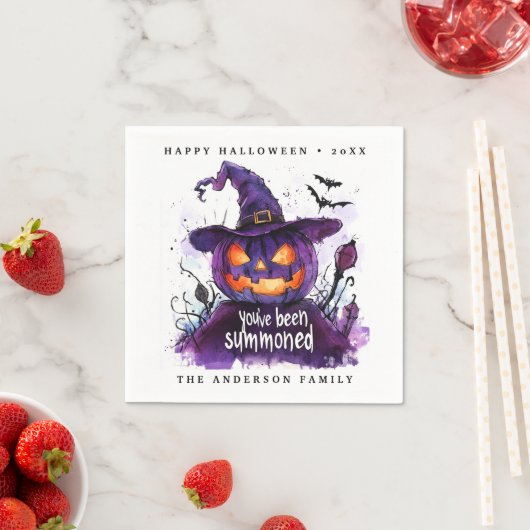 Sie wurden zu einer Lila Kürbishexe eingeladen Serviette (Beispiel)