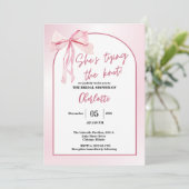 Sie zähmt das Brautparty des "Knot Arch Simple Bow Einladung (Stehend Vorderseite)