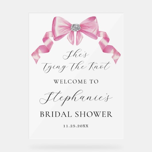 Sie zähmt das Brautparty des unrosa Bowes Acrylschild (Vorderseite)