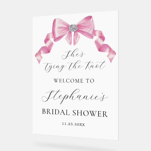 Sie zähmt das Brautparty des unrosa Bowes Acrylschild (Winkel)