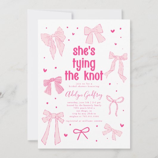 Sie zähmt das Brautparty des unrosa Bowes Einladung (Vorderseite)