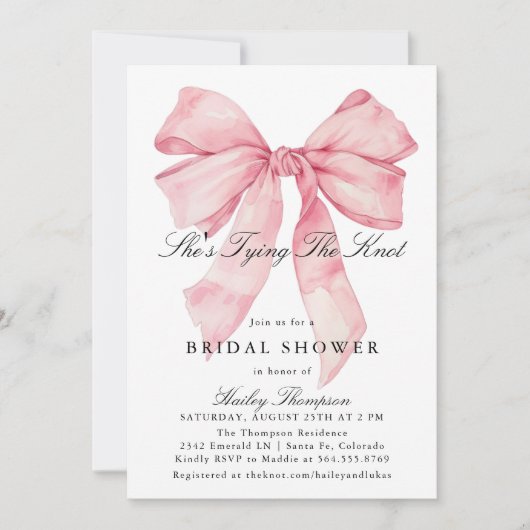 Sie zähmt das Brautparty des unrosa Bowes Einladung (Vorderseite)