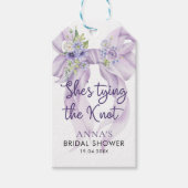 Sie zähmt das Brautparty Lilac Bow Geschenkanhänger (Vorderseite)