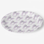 Sie zähmt das Brautparty Lilac Bow Pappteller (Schrägansicht)