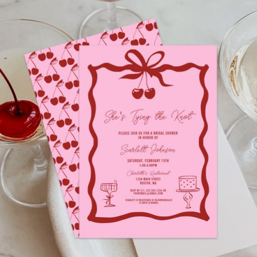 Sie zähmt das rote Brautparty des Knot-Bows Einladung