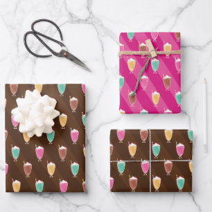 Siebdruckpapier für Muster in Braun und Rosa Geschenkpapier Set