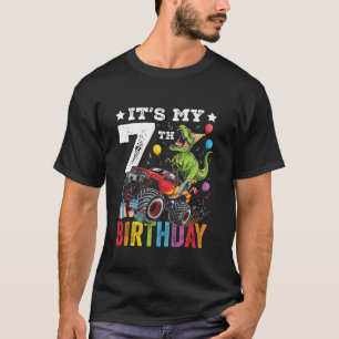 Sieben 7. Geburtstag Dinosaurier Monster Truck T-Shirt