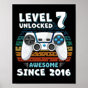 Sieben 7 Jahre Geburtstag Sohn Junge Lustiger Game Poster