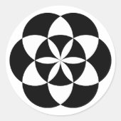 Sieben Blume, BW Runder Aufkleber (Vorderseite)