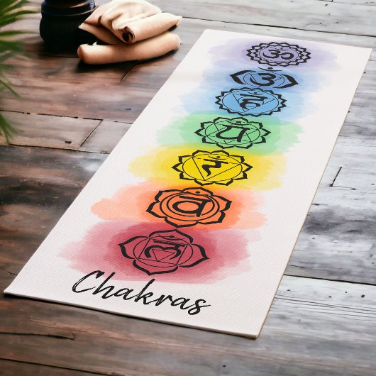 Sieben Chakra-Design mit benutzerdefinierten Texto Yogamatte