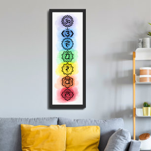 Sieben Chakra-Symbole für spirituelle und Minimali Poster