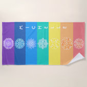 Sieben Chakras-Rainbow-Mandalas Strandtuch (Vorderseite)