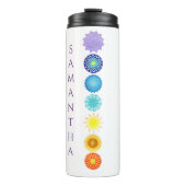 Sieben Chakras Regenbogen-FarbMandalas Thermosbecher (Vorderseite)