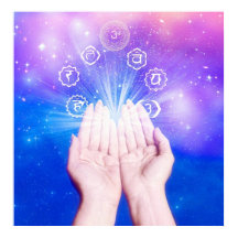 Sieben Chakras-Symbol für blauer Hintergrund heile