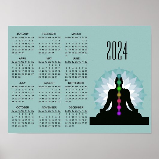 Sieben Chakras Yoga Design 2024 Kalender Poster (Vorne)