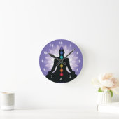 Sieben Chakras Yoga Positionsplanungsmauer Runde Wanduhr (Zuhause)