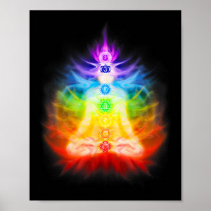 Sieben Chakren und ausstrahlende Energie Aura Yoga Poster