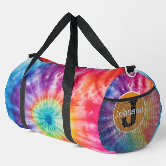 Sieben-Farben-Tie-Dye-Vortex-Monogramm personalisi Duffle Bag (Rechte Ecke)
