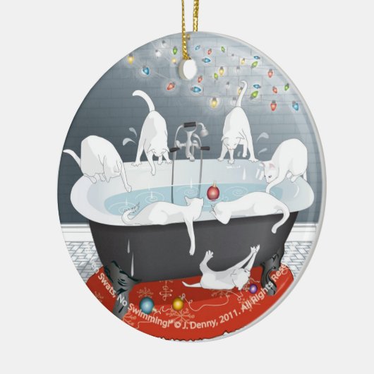 Sieben Fliegenklatsche, keine Schwimmen! Keramik Ornament (Links)