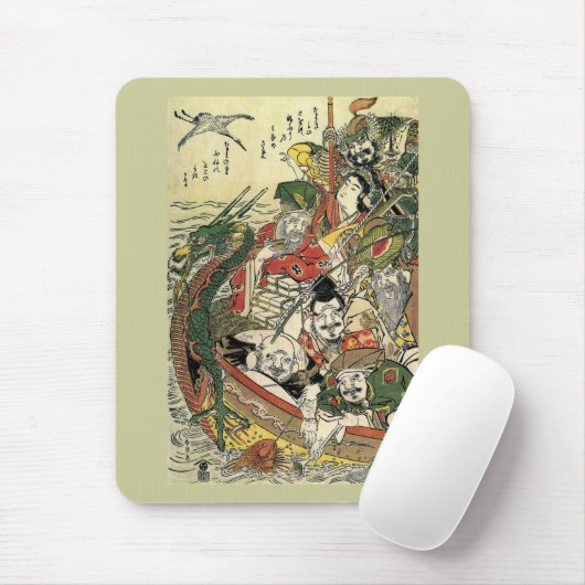 Sieben Götter des Guten Glücks Hokusai Kunstkunst Mousepad (Mit Mouse)