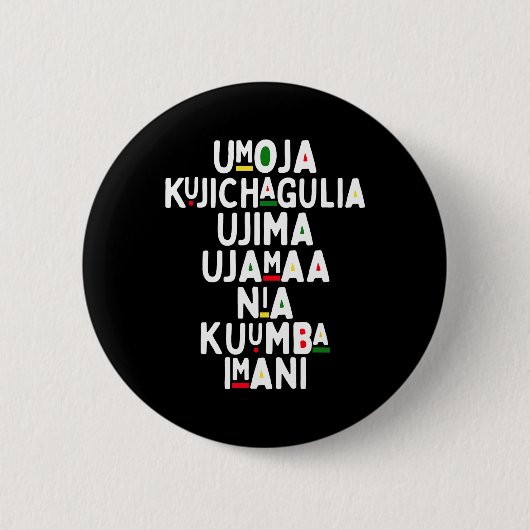 Sieben Grundsätze des afrikanischen amerikanischen Button (Vorderseite)