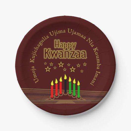 Sieben Grundsätze von Glück für Kwanzaa 7" Pappteller (Vorderseite)