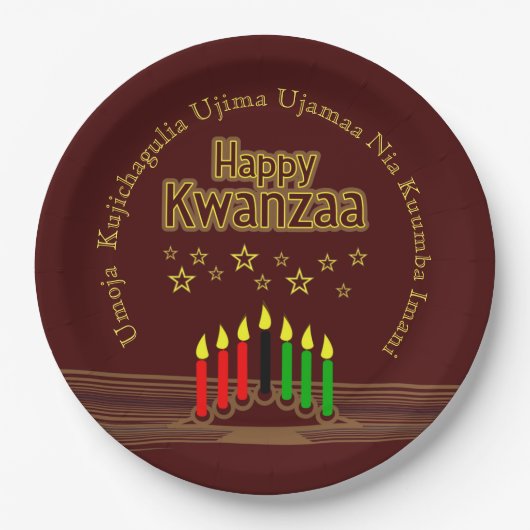 Sieben Grundsätze von Glück für Kwanzaa 9" Pappteller (Vorderseite)
