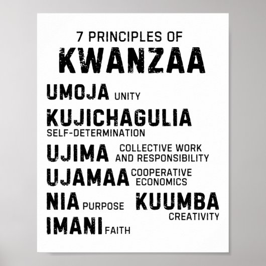 Sieben Grundsätze von Kwanzaa glücklich über Kwanz Poster (Vorne)