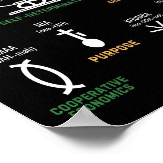 Sieben Grundsätze von Kwanzaa glücklich über Kwanz Poster (Ecke)