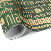 Sieben Grundsätze von Kwanzaa (grün/Gold) Geschenkpapier (Rolleneckpunkt)