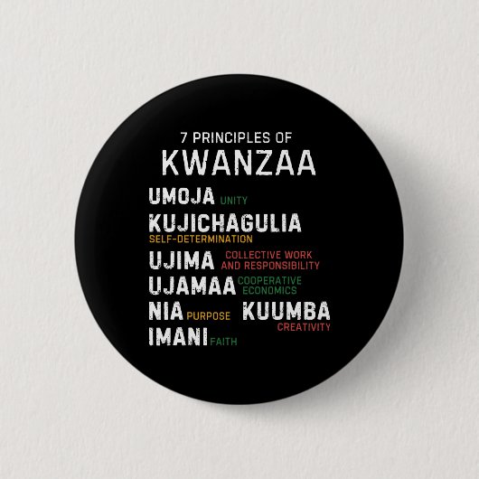 Sieben Grundsätze von Kwanzaa Happy Kwanzaa 7 Button (Vorderseite)