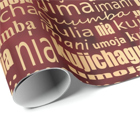 Sieben Grundsätze von Kwanzaa (Rot/Gold) Geschenkpapier (Rolleneckpunkt)
