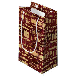 Sieben Grundsätze von Kwanzaa (Rot/Gold) Kleine Geschenktüte