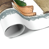 Sieben handgezogene Aquarellkaktus in braun Geschenkpapier (Rolleneckpunkt)