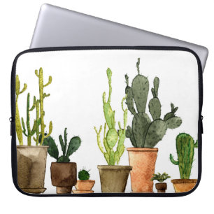 Sieben handgezogene Aquarellkaktus in braun Laptopschutzhülle
