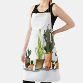 Sieben handgezogene Aquarellkaktus in braun Schürze (InSitu)