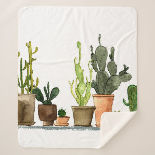 Sieben handgezogene Aquarellkaktus in braun  Sherpadecke