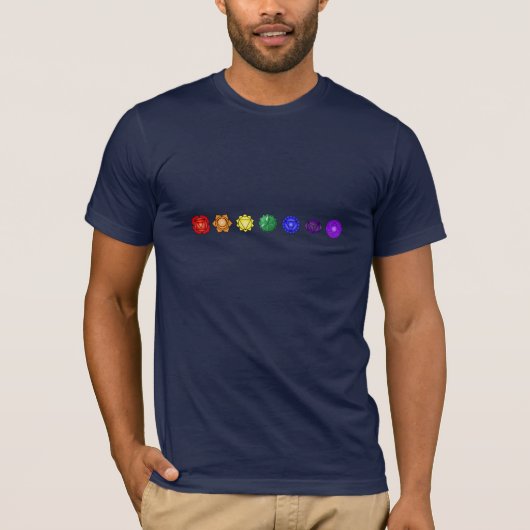 Sieben horizontale Chakras T-Shirt (Vorderseite)