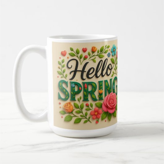 Sieben ins Frühjahr - "Hallo Frühling" Kaffeetasse (Links)