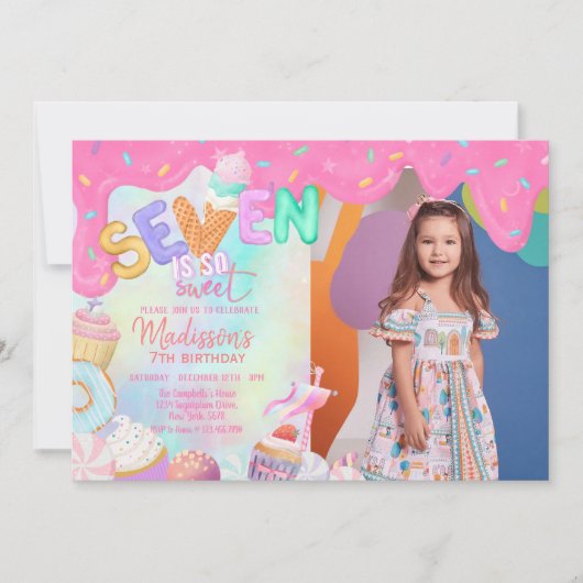 sieben ist so süß einladung (Vorderseite)