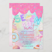 Sieben ist so süß Marshmallow Einladung (Vorne/Hinten)