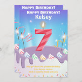 Sieben Jahre alt Happy Birthday Card personalisier (Vorne/Hinten)