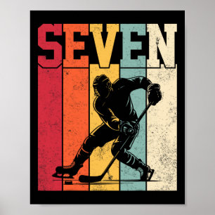 Sieben Jahre alter Eishockeyliebhaber Retro 7. Geb Poster
