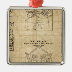 Sieben Karten von New York Herald Silbernes Ornament