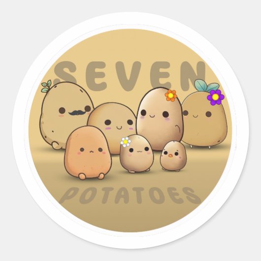 Sieben Kartoffeln Runder Aufkleber (Vorderseite)