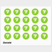 Sieben kleine runde Green Number Stickers von Janz (Blatt)
